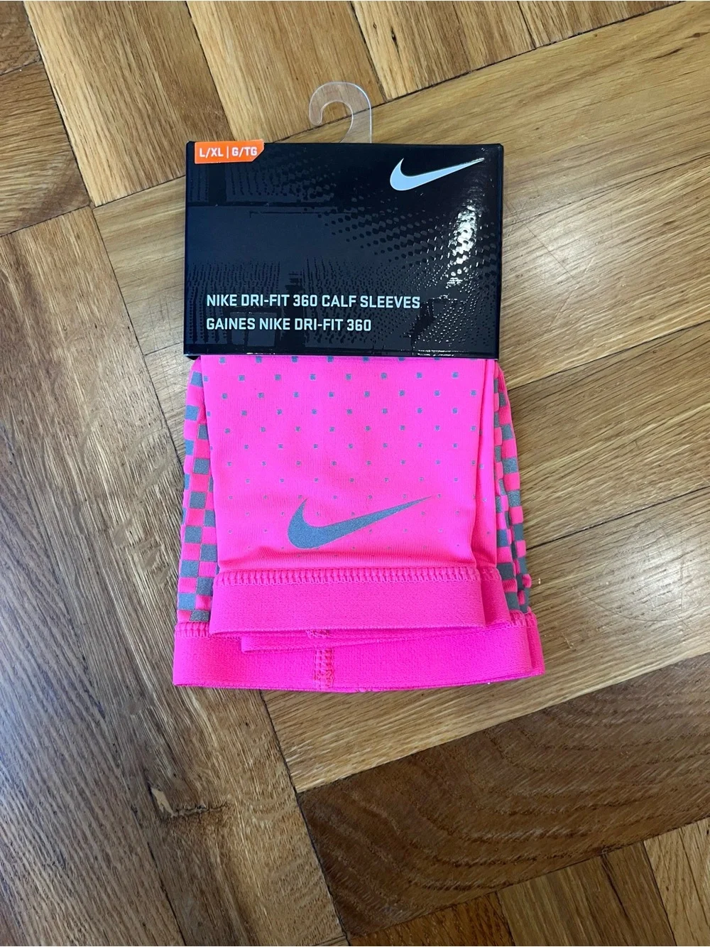 Nike Dri-FIT 360 Pink and Gray checkered Calf Sleeves